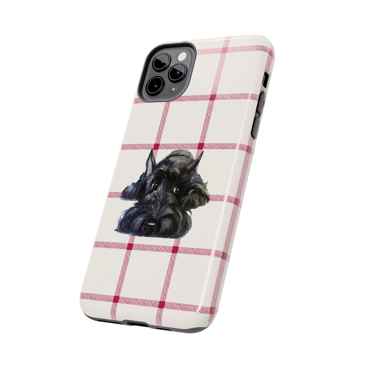 Scottish Terrier Phone Case, Tough Cases, Scottie Dog Phone Cover, Gift for Dog Lovers, Plaid Design