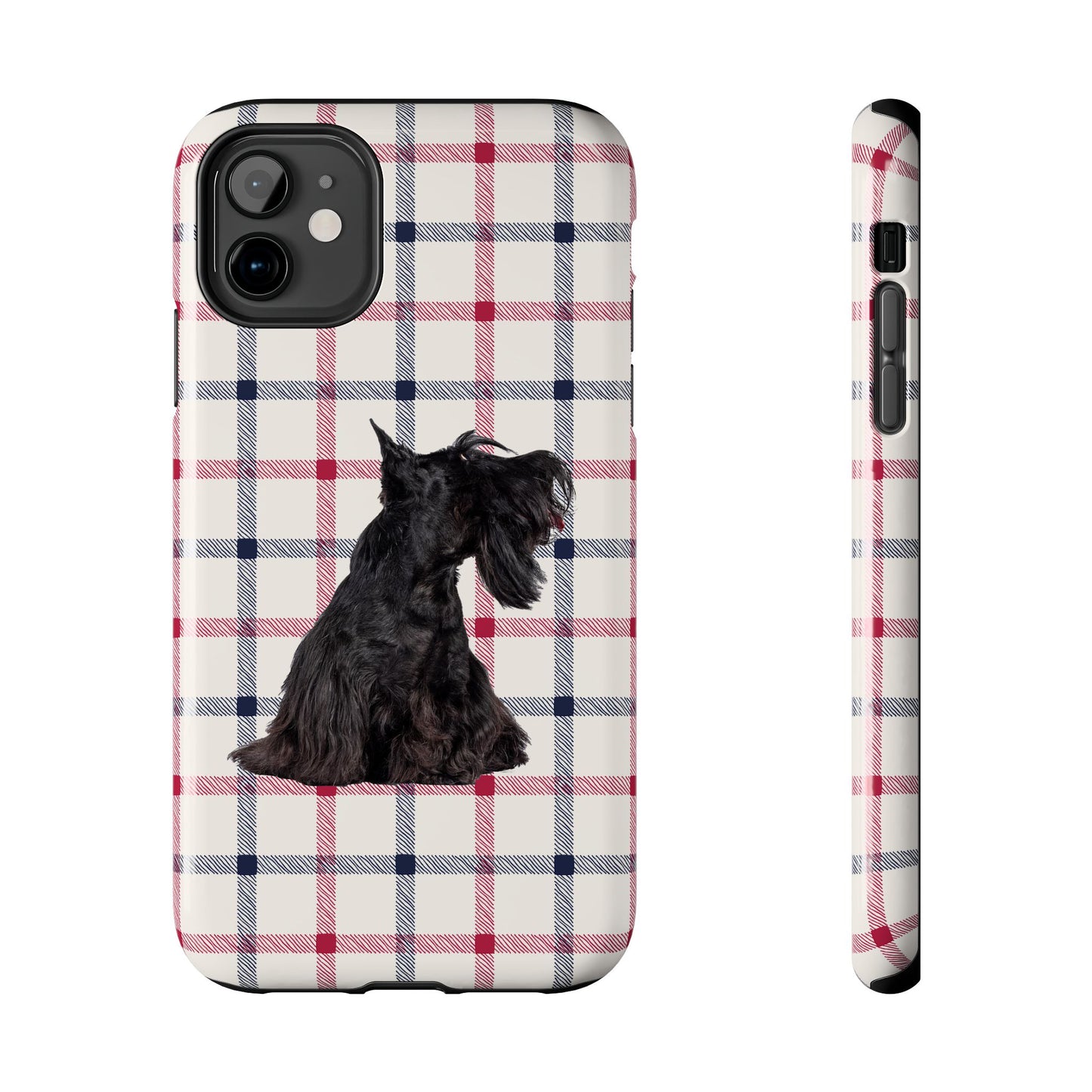 Scottish Terrier Phone Case, Tough Cases, Scottie Dog Phone Cover, Gift for Dog Lovers, Plaid Design