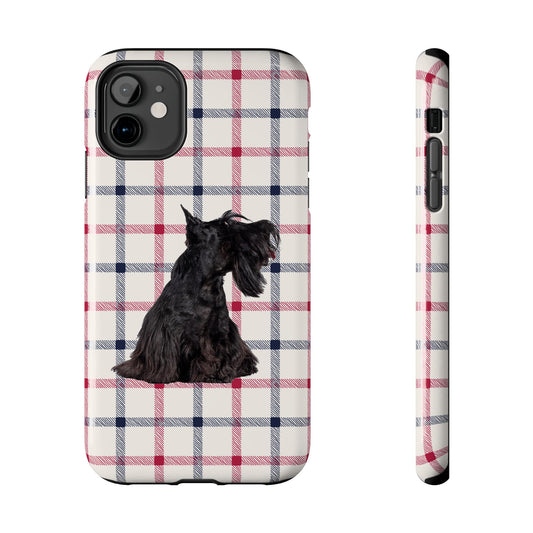 Scottish Terrier Phone Case, Tough Cases, Scottie Dog Phone Cover, Gift for Dog Lovers, Plaid Design