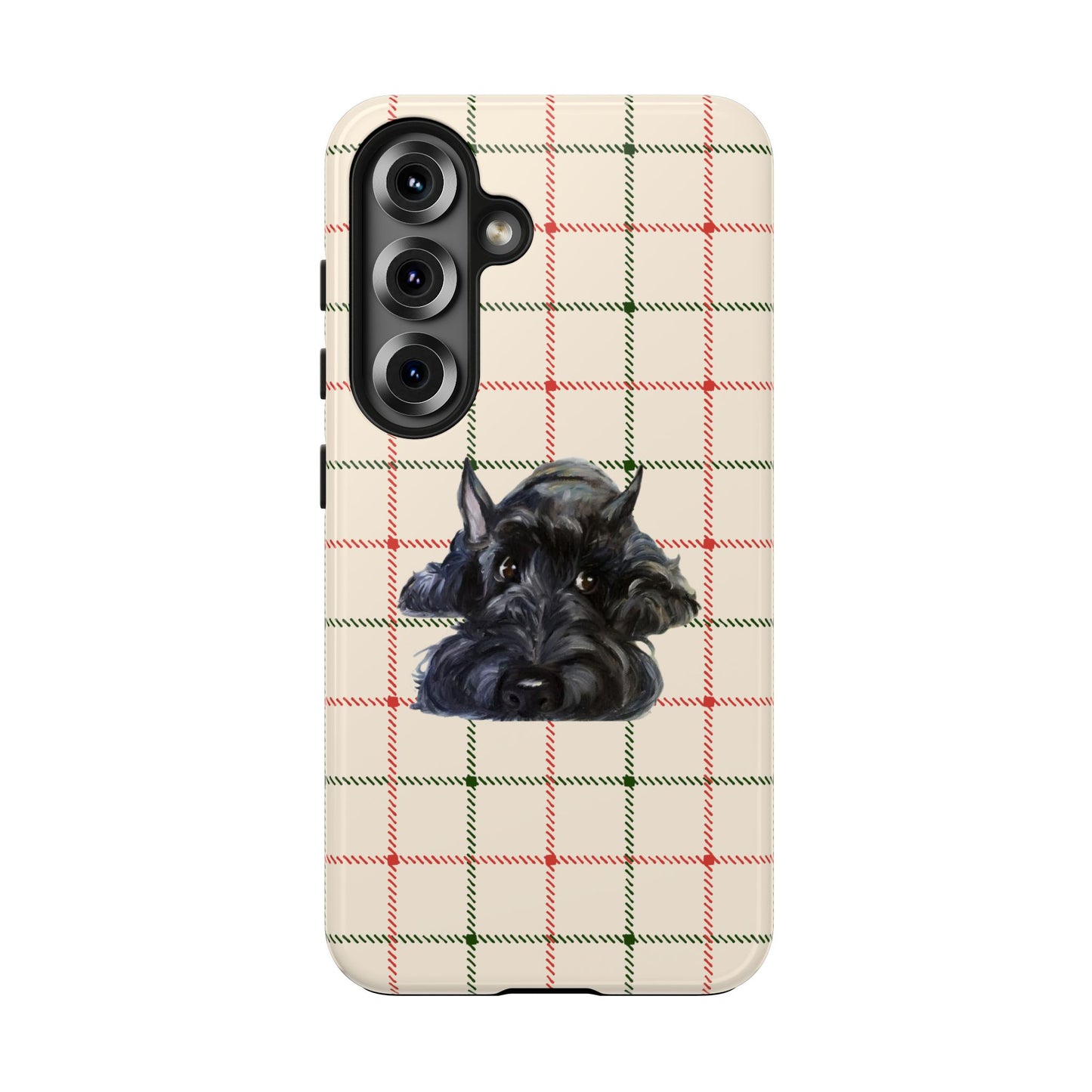 Scottish Terrier Phone Case, Tough Cases, Scottie Dog Phone Cover, Gift for Dog Lovers, Plaid Design