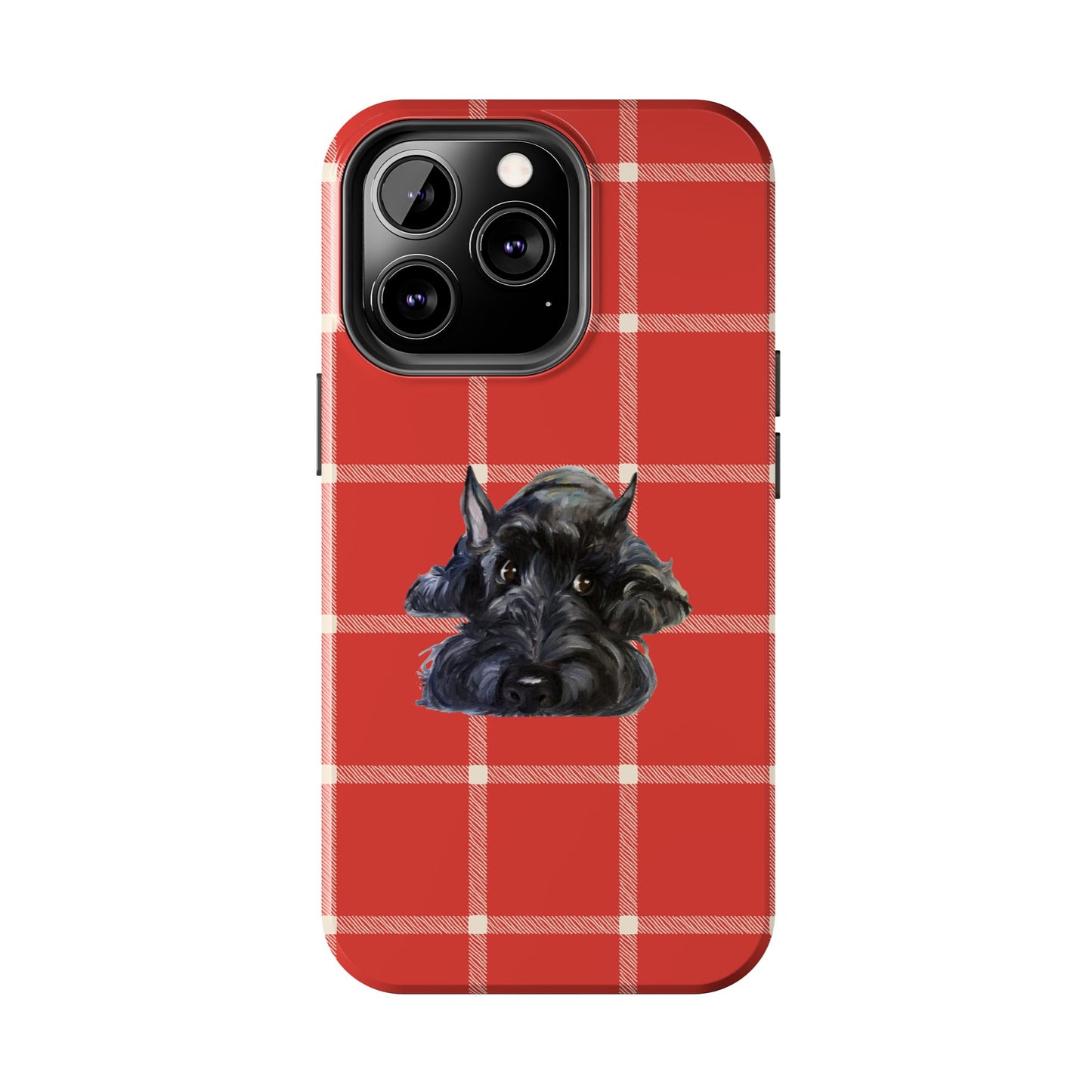 Scottish Terrier Phone Case, Tough Cases, Scottie Dog Phone Cover, Gift for Dog Lovers, Plaid Design