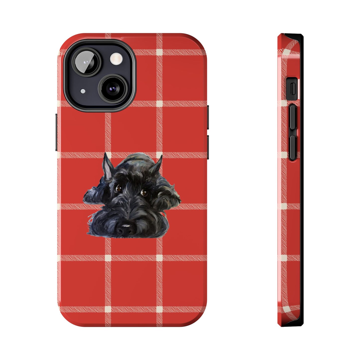 Scottish Terrier Phone Case, Tough Cases, Scottie Dog Phone Cover, Gift for Dog Lovers, Plaid Design
