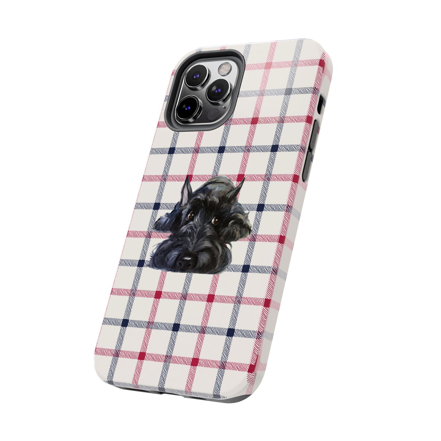 Scottish Terrier Phone Case, Tough Cases, Scottie Dog Phone Cover, Gift for Dog Lovers, Plaid Design