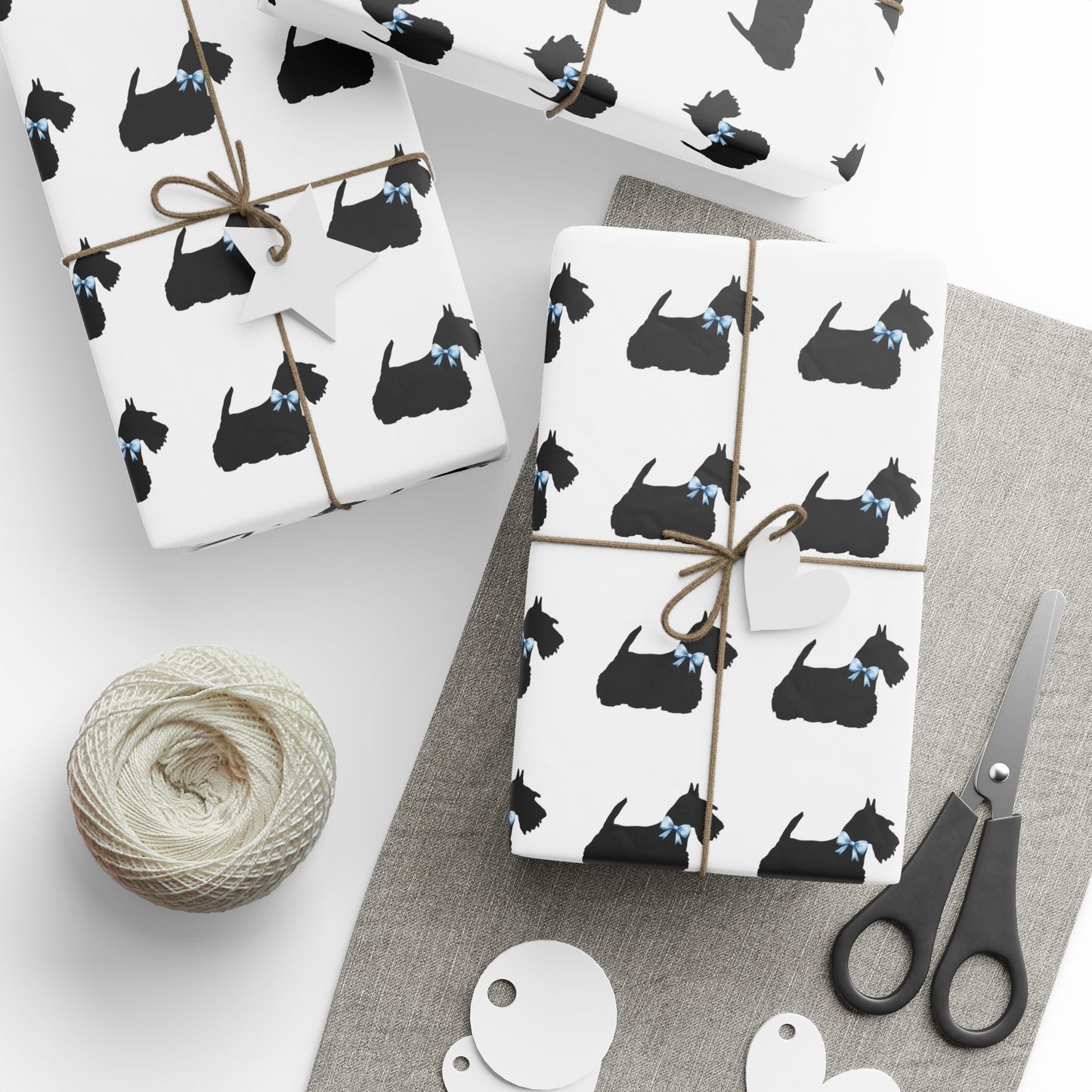 Wrapping Paper - Scottish Terrier with Blue Bow