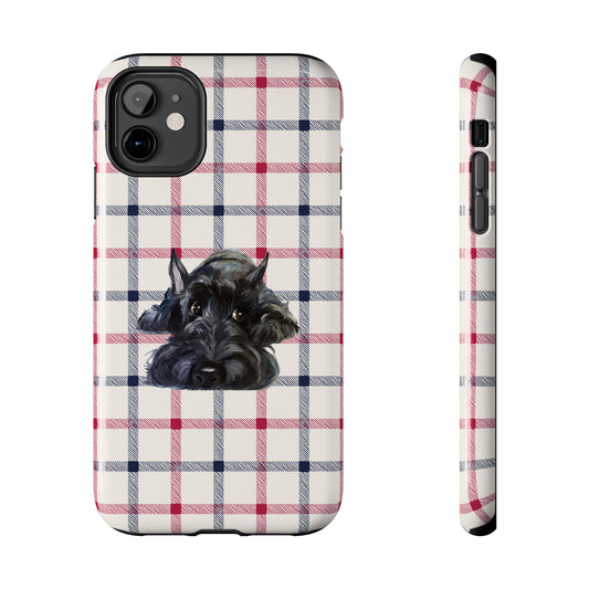Scottish Terrier Phone Case, Tough Cases, Scottie Dog Phone Cover, Gift for Dog Lovers, Plaid Design