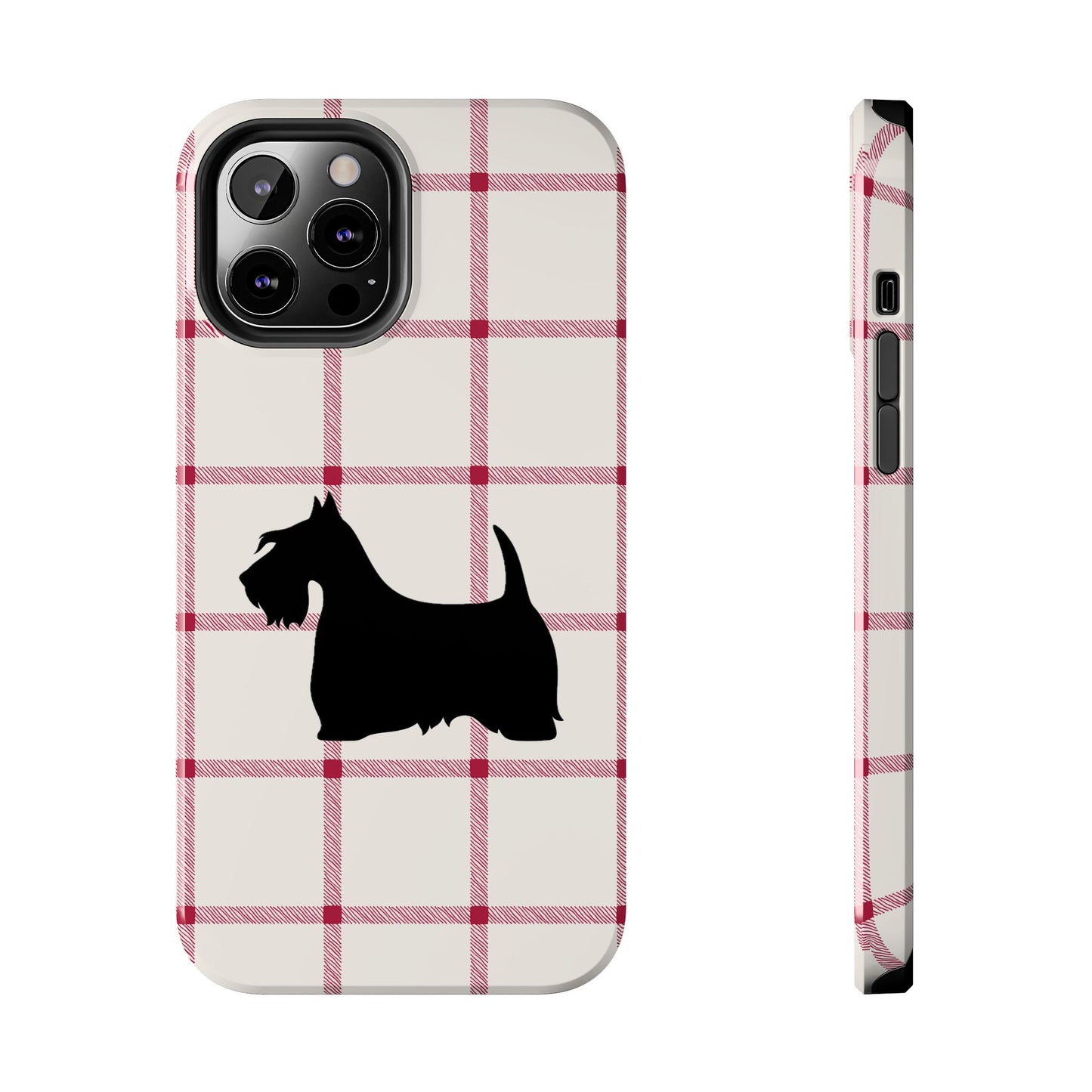 Scottish Terrier Phone Case, Tough Cases, Scottie Dog Phone Cover, Gift for Dog Lovers, Plaid Design