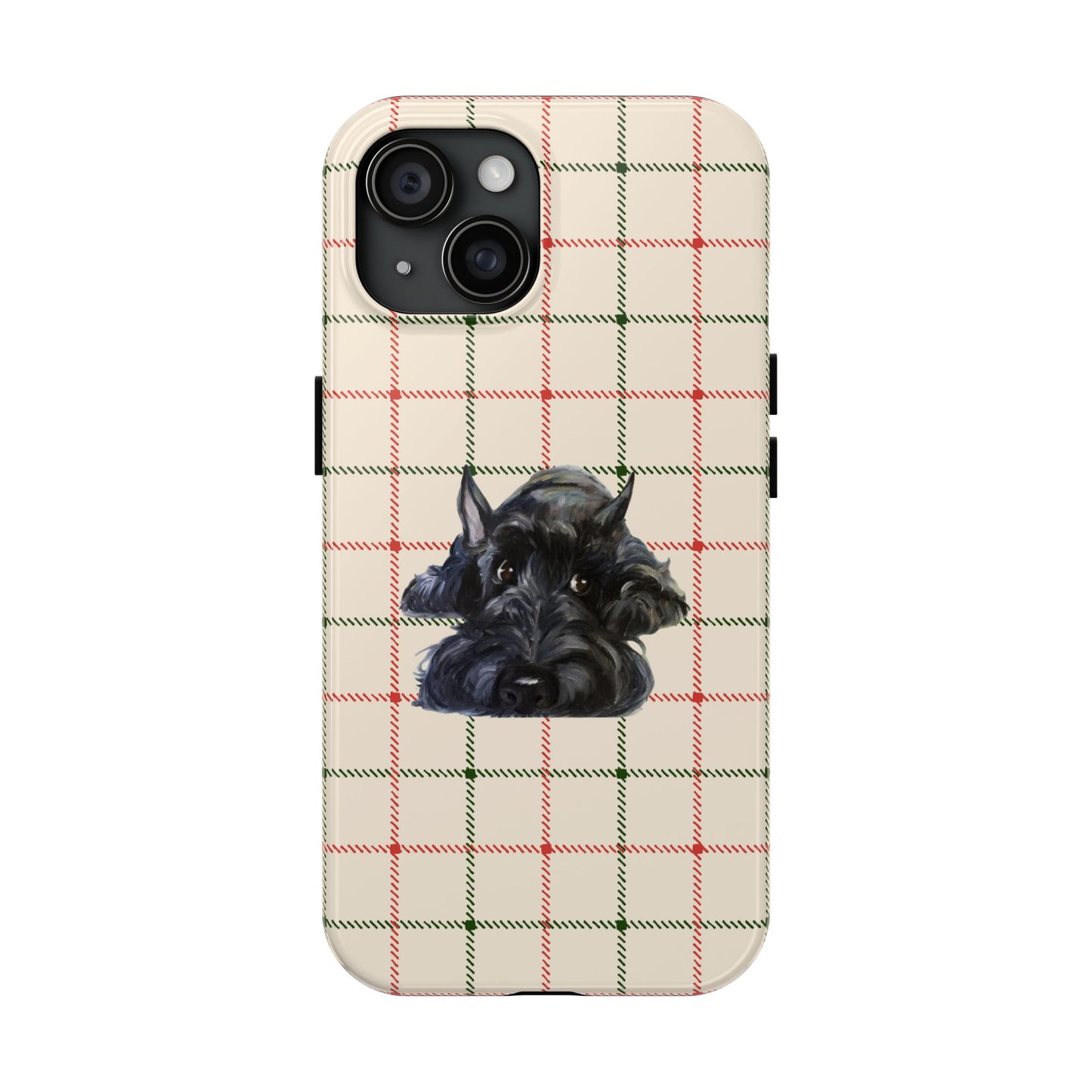 Scottish Terrier Phone Case, Tough Cases, Scottie Dog Phone Cover, Gift for Dog Lovers, Plaid Design