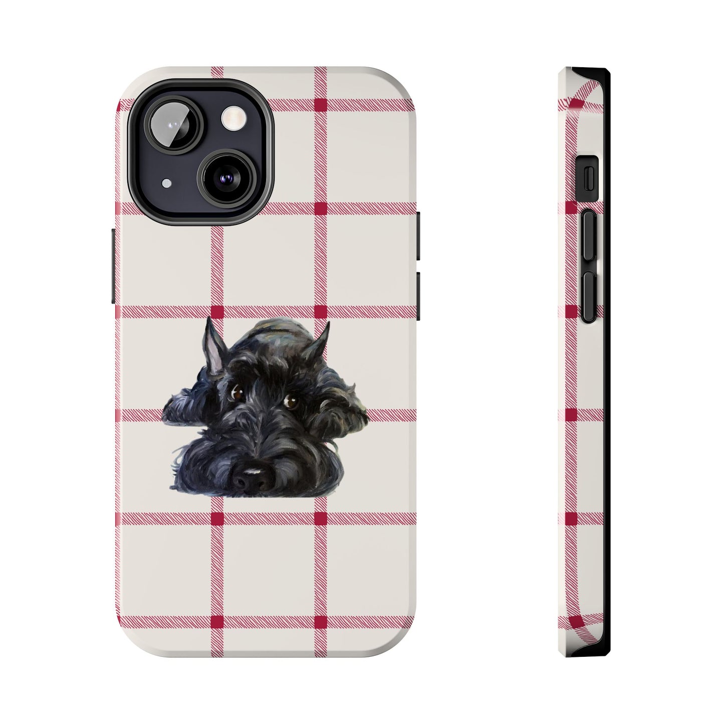 Scottish Terrier Phone Case, Tough Cases, Scottie Dog Phone Cover, Gift for Dog Lovers, Plaid Design