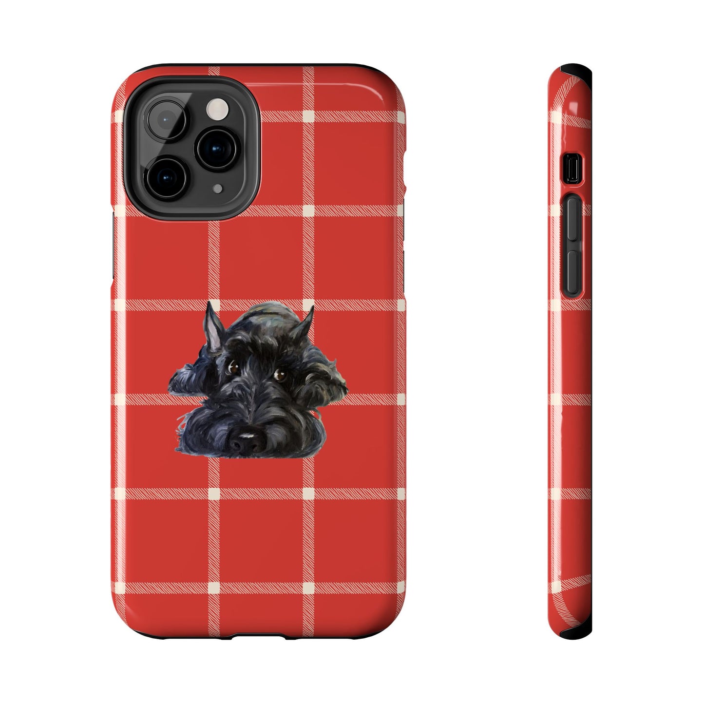 Scottish Terrier Phone Case, Tough Cases, Scottie Dog Phone Cover, Gift for Dog Lovers, Plaid Design