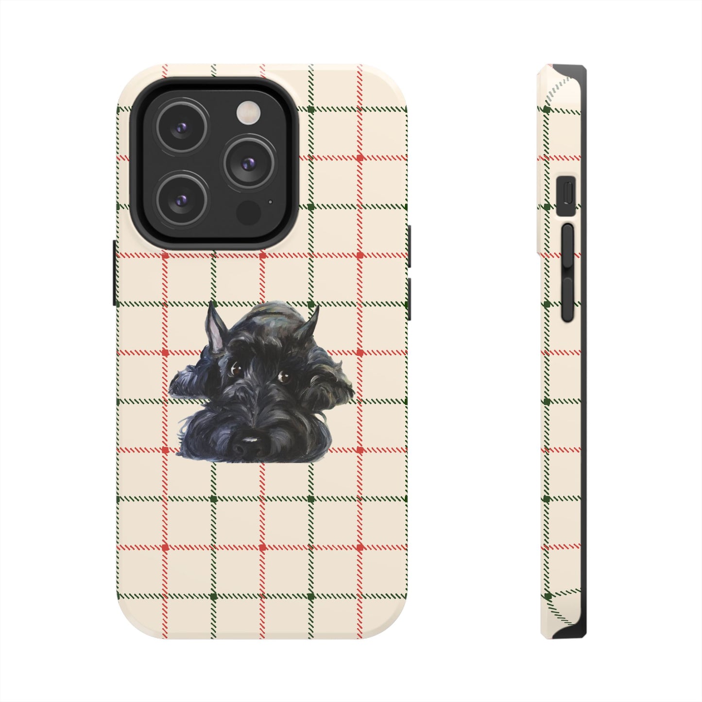 Scottish Terrier Phone Case, Tough Cases, Scottie Dog Phone Cover, Gift for Dog Lovers, Plaid Design