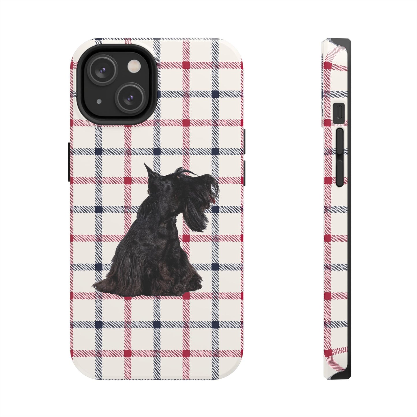 Scottish Terrier Phone Case, Tough Cases, Scottie Dog Phone Cover, Gift for Dog Lovers, Plaid Design