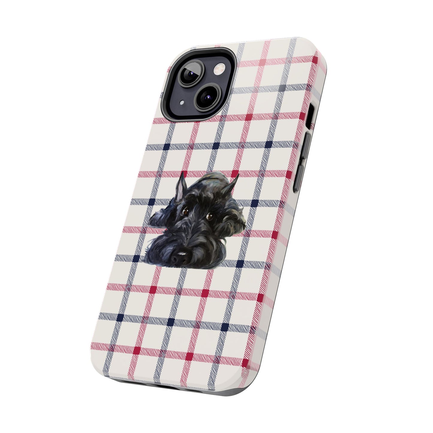 Scottish Terrier Phone Case, Tough Cases, Scottie Dog Phone Cover, Gift for Dog Lovers, Plaid Design