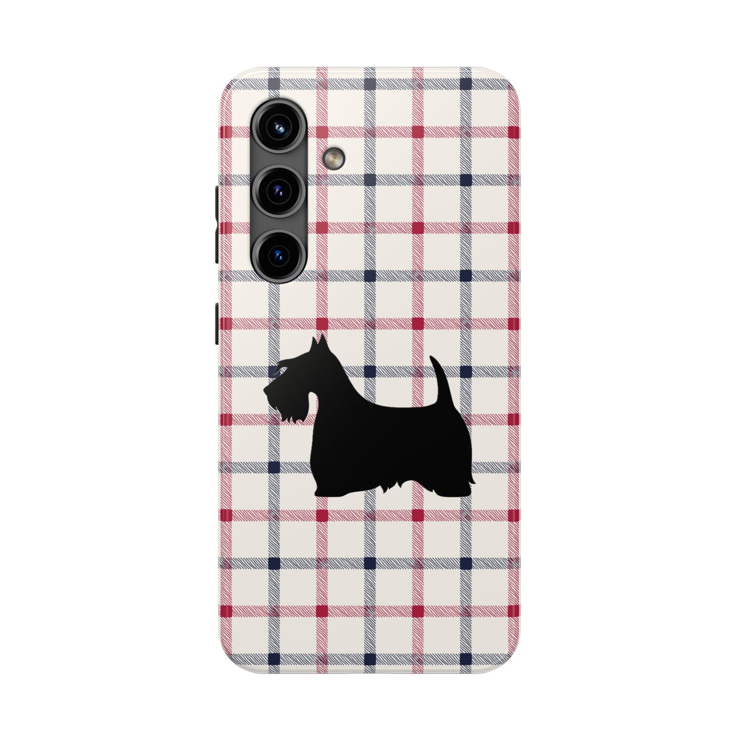 Scottish Terrier Phone Case, Tough Cases, Scottie Dog Phone Cover, Gift for Dog Lovers, Plaid Design