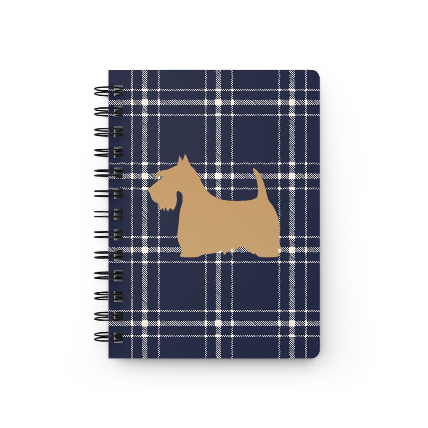 Plaid Spiral Bound Journal with Scottish Terrier Silhouette, Notebooks for Gifts, School Supplies, Writing, Pet Lovers