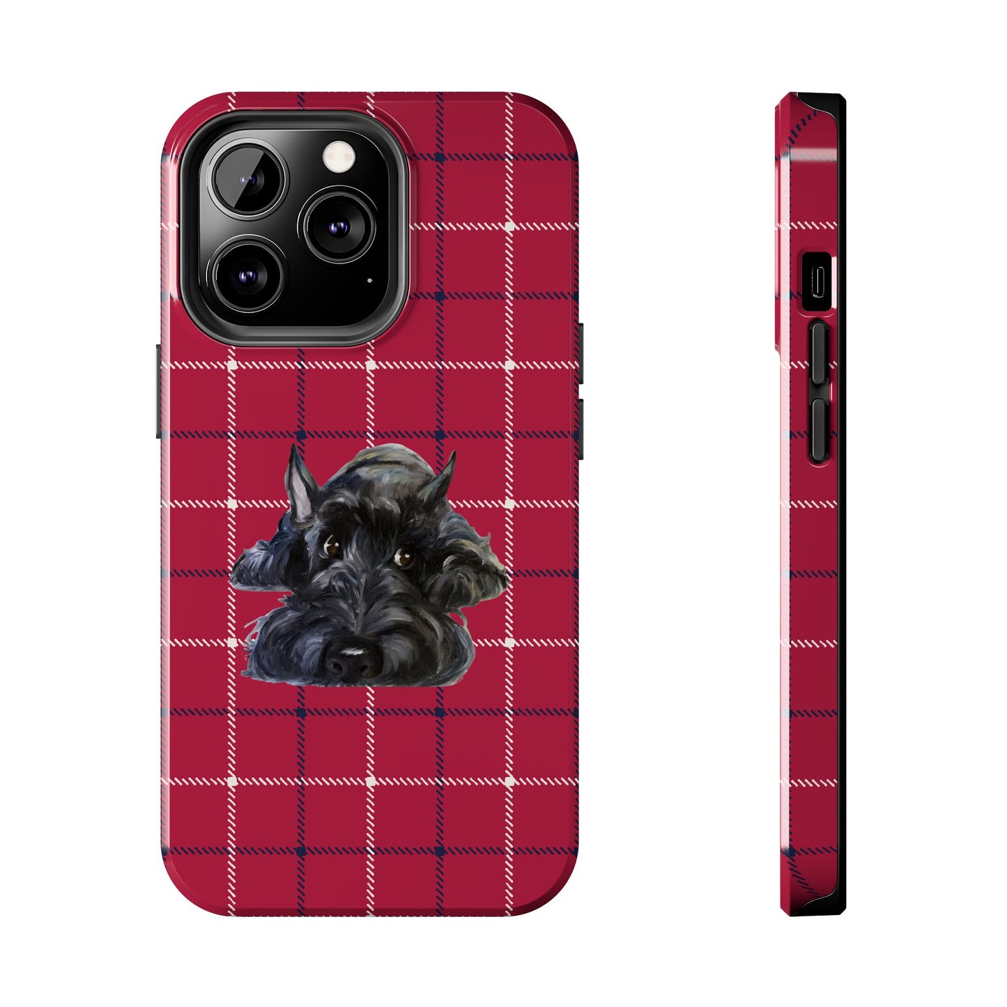 Scottish Terrier Phone Case, Tough Cases, Scottie Dog Phone Cover, Gift for Dog Lovers, Plaid Design