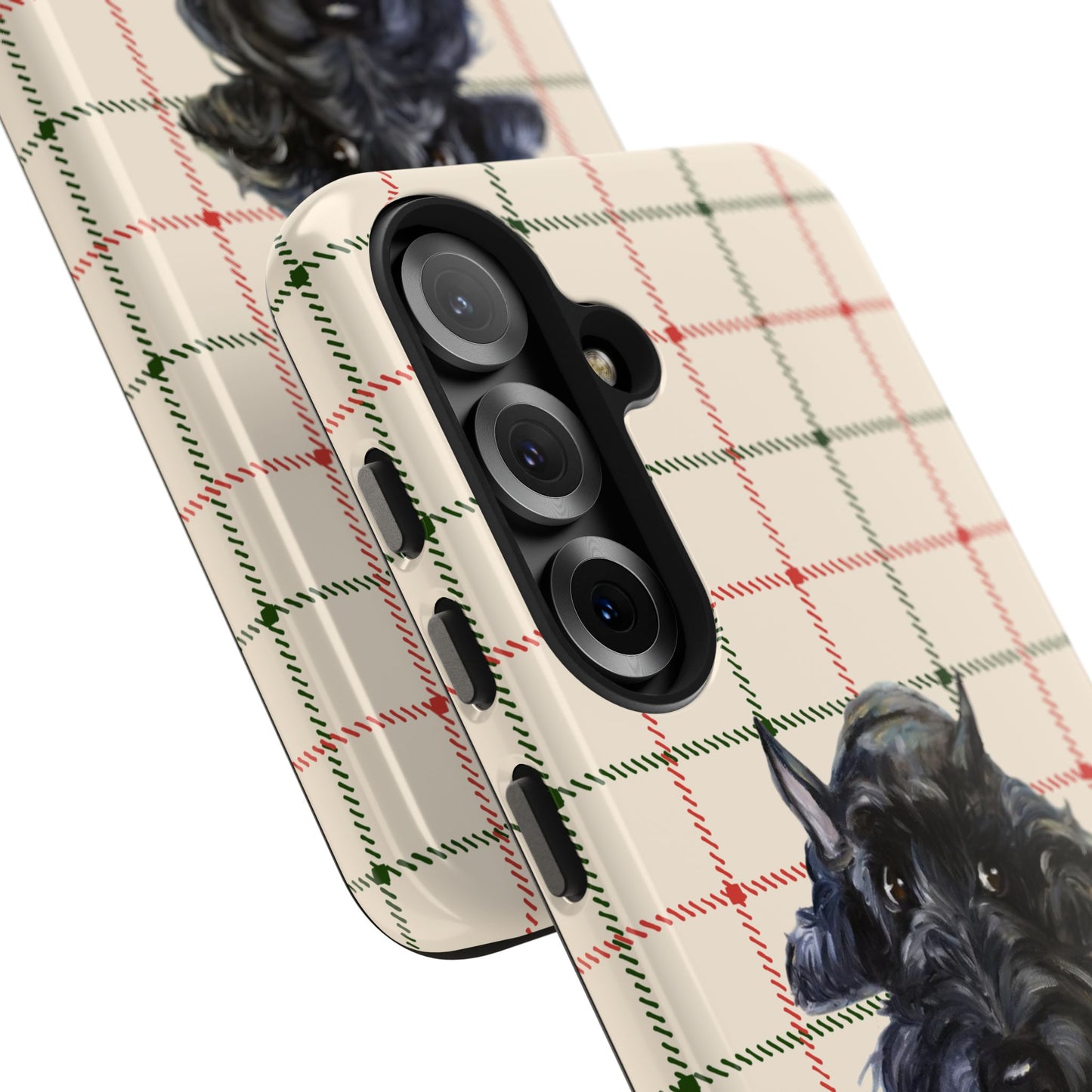 Scottish Terrier Phone Case, Tough Cases, Scottie Dog Phone Cover, Gift for Dog Lovers, Plaid Design