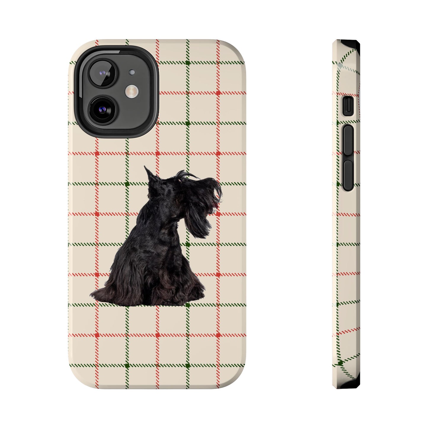 Scottish Terrier Phone Case, Tough Cases, Scottie Dog Phone Cover, Gift for Dog Lovers, Plaid Design