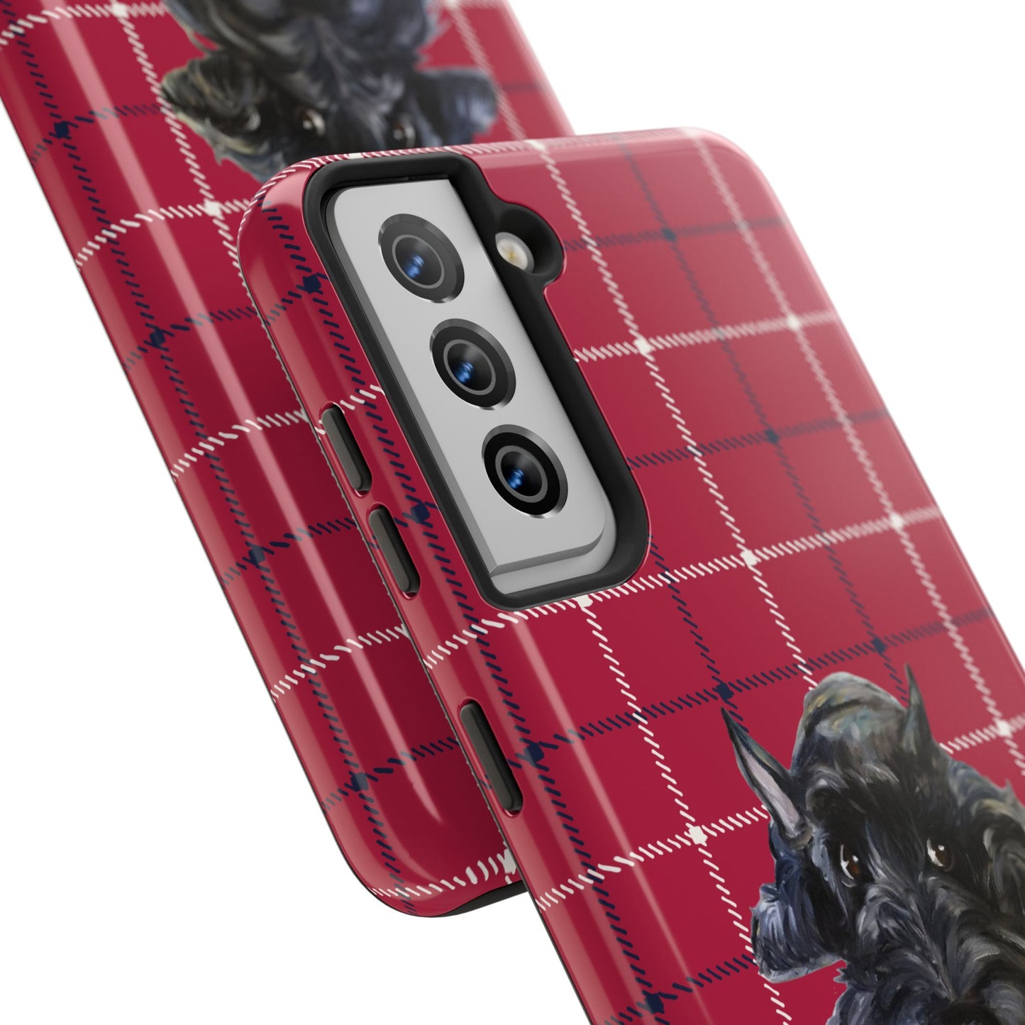 Scottish Terrier Phone Case, Tough Cases, Scottie Dog Phone Cover, Gift for Dog Lovers, Plaid Design