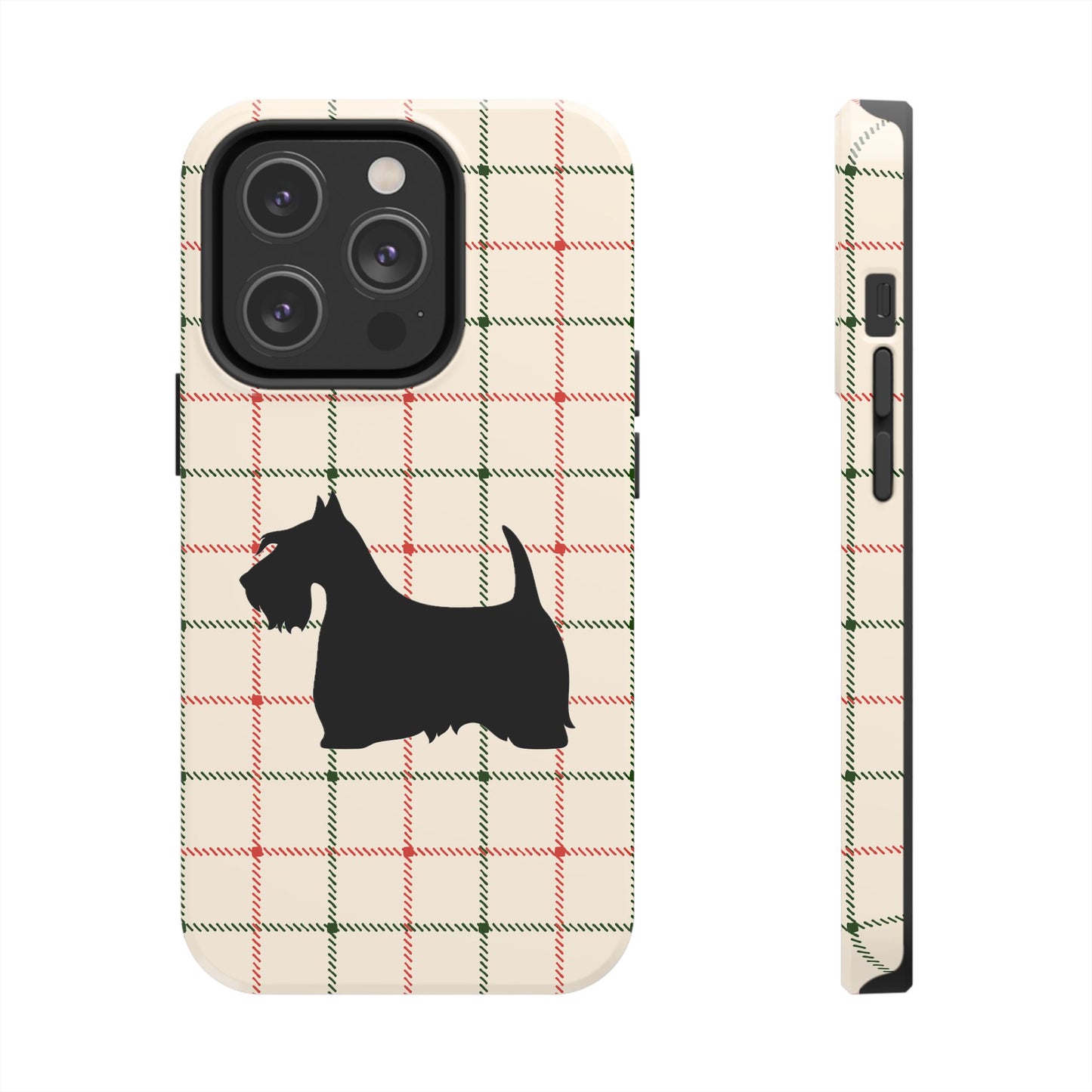 Scottish Terrier Phone Case, Tough Cases, Scottie Dog Phone Cover, Gift for Dog Lovers, Plaid Design