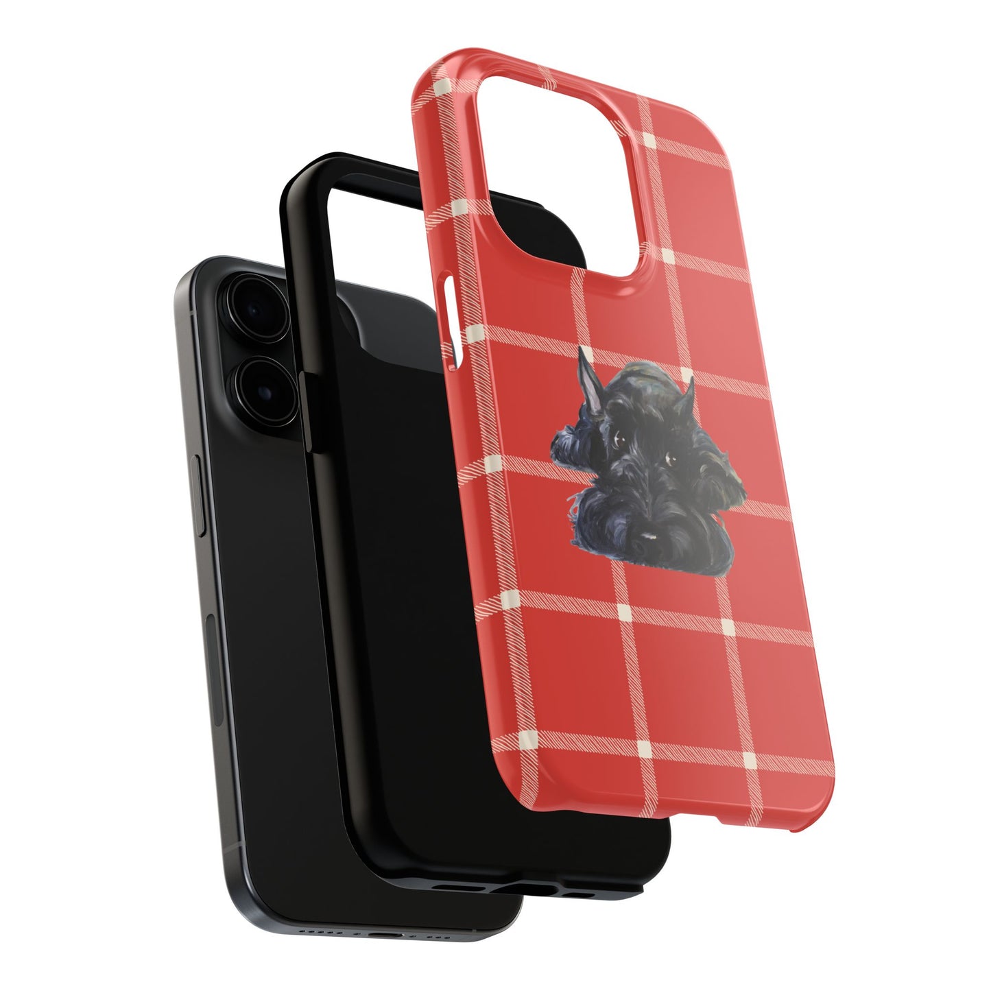 Scottish Terrier Phone Case, Tough Cases, Scottie Dog Phone Cover, Gift for Dog Lovers, Plaid Design
