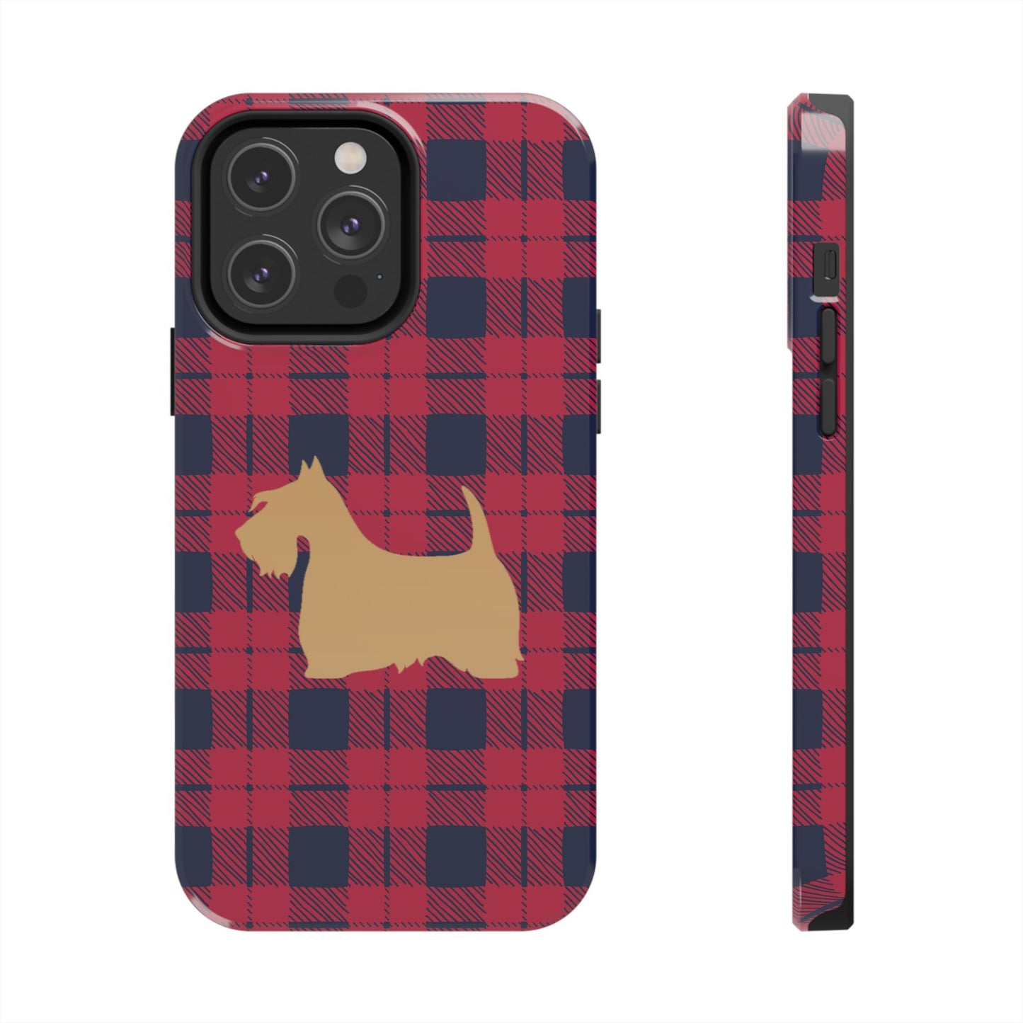 Scottish Terrier Phone Case, Tough Cases, Scottie Dog Phone Cover, Gift for Dog Lovers, Plaid Design