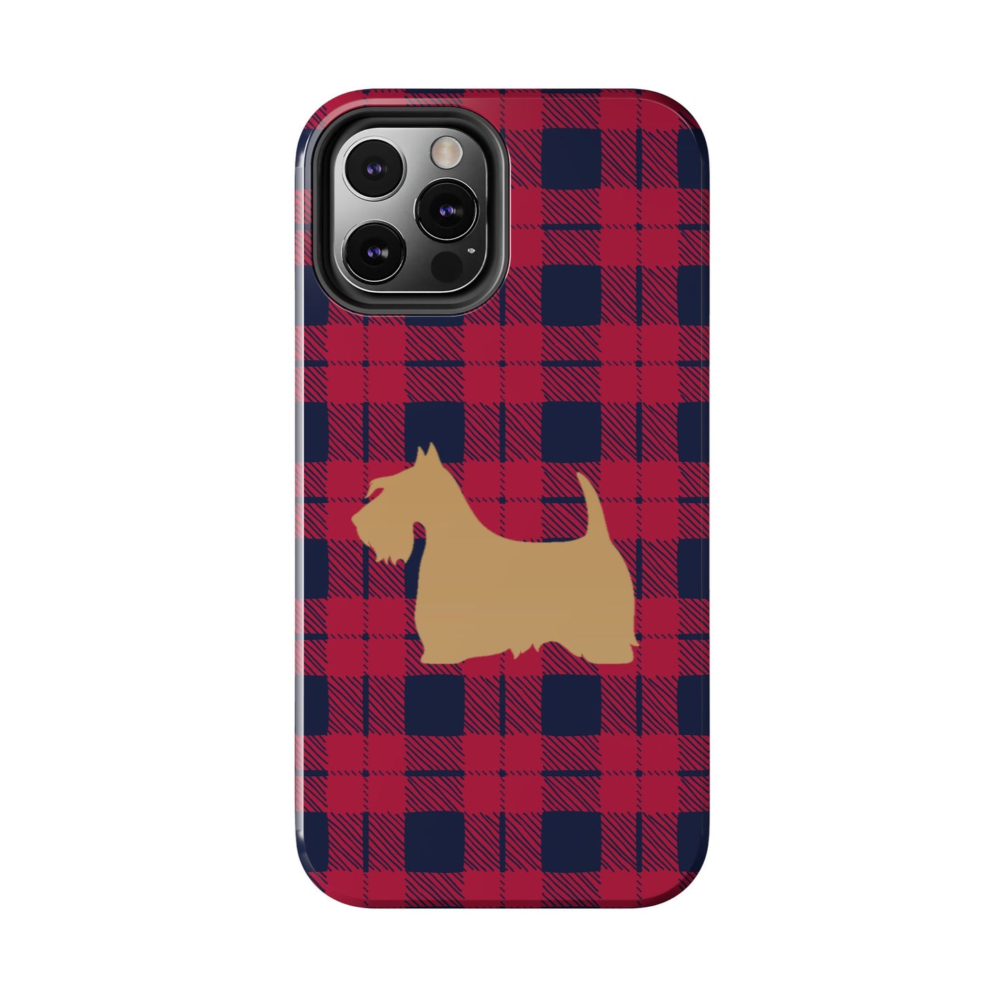 Scottish Terrier Phone Case, Tough Cases, Scottie Dog Phone Cover, Gift for Dog Lovers, Plaid Design