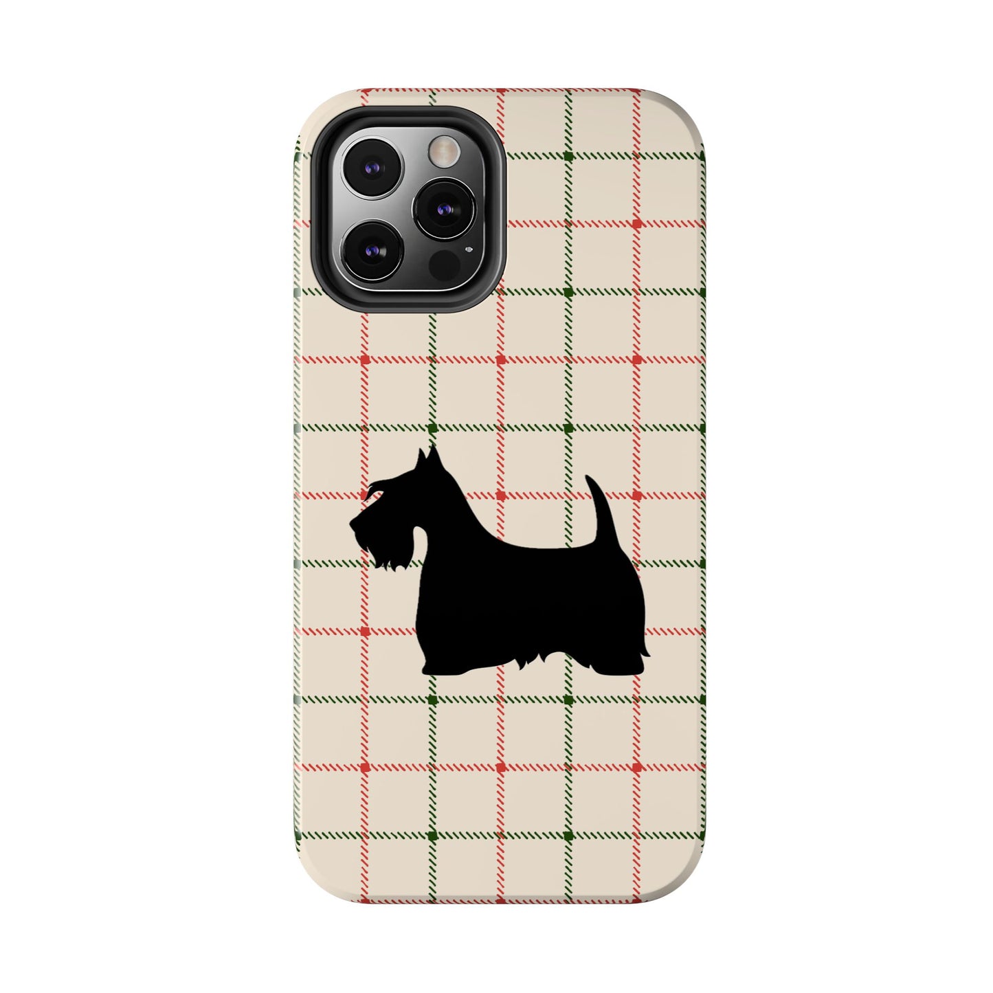 Scottish Terrier Phone Case, Tough Cases, Scottie Dog Phone Cover, Gift for Dog Lovers, Plaid Design
