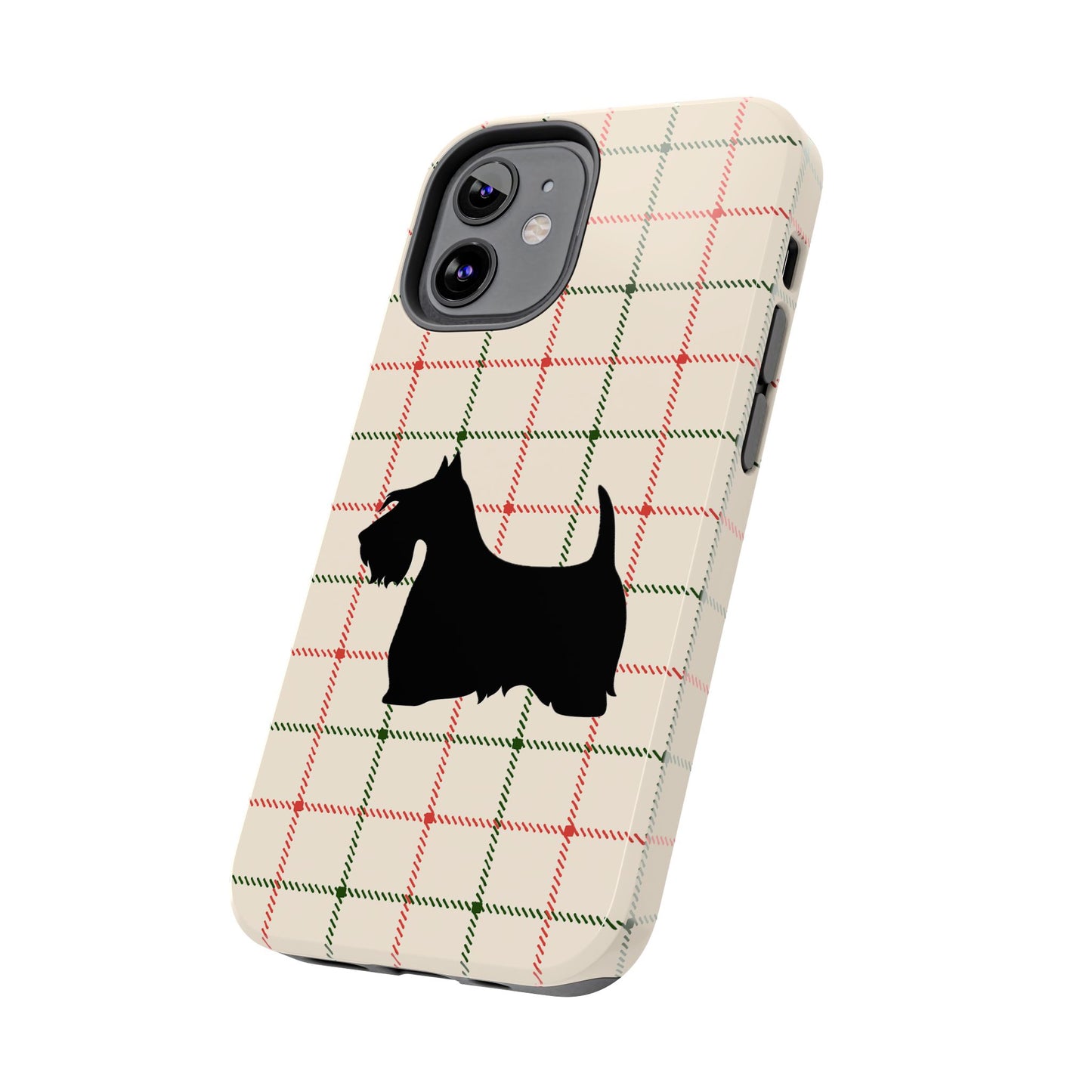 Scottish Terrier Phone Case, Tough Cases, Scottie Dog Phone Cover, Gift for Dog Lovers, Plaid Design