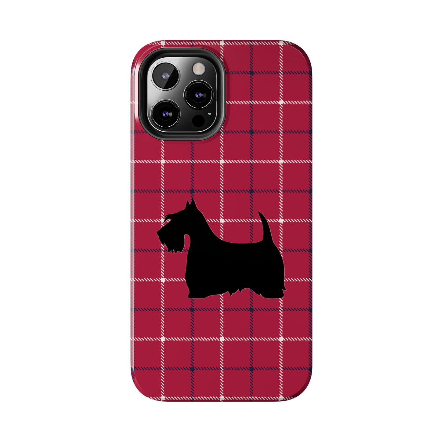 Scottish Terrier Phone Case, Tough Cases, Scottie Dog Phone Cover, Gift for Dog Lovers, Plaid Design