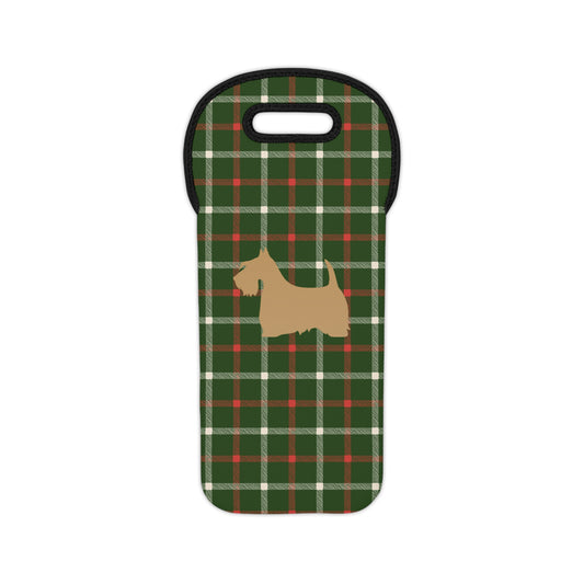 Plaid Wine Tote or Gift Bag with Scottish Terrier Design