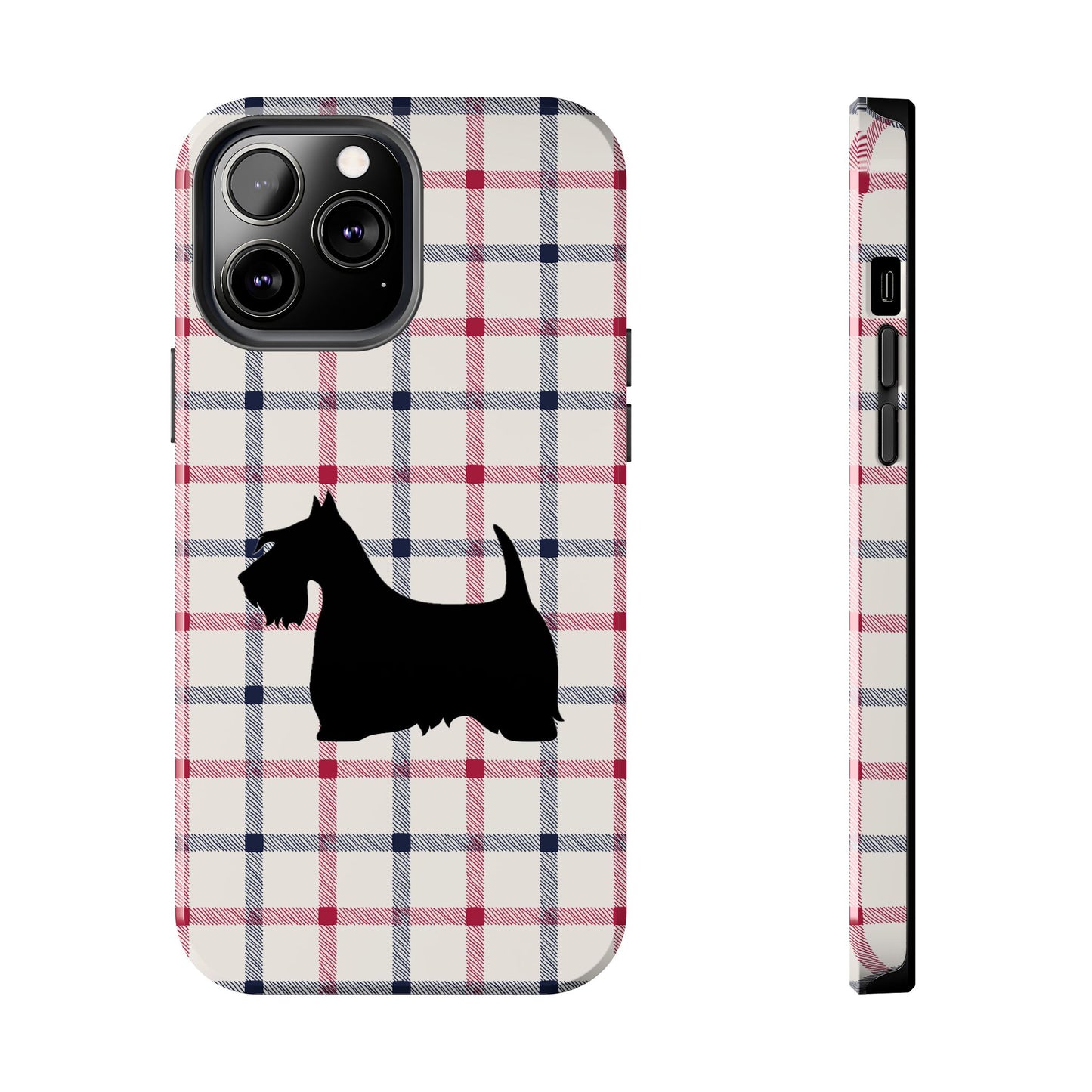 Scottish Terrier Phone Case, Tough Cases, Scottie Dog Phone Cover, Gift for Dog Lovers, Plaid Design