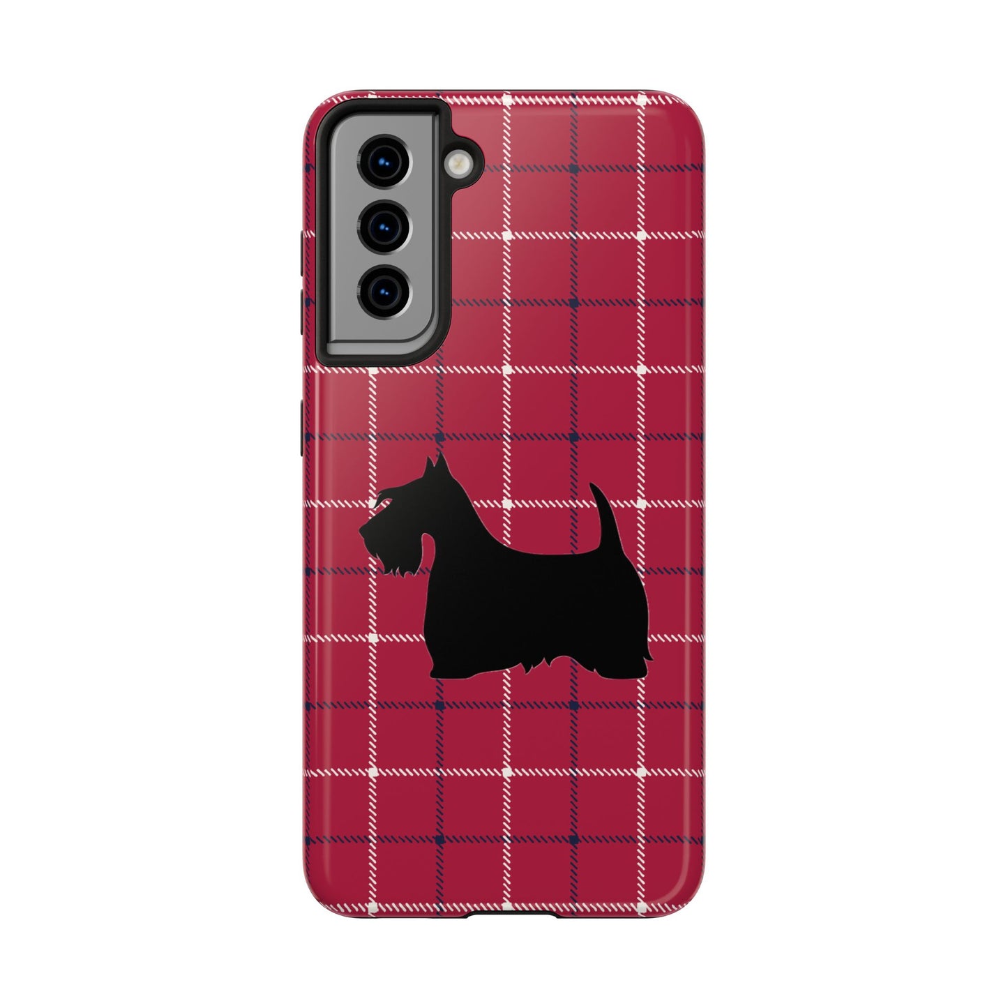 Scottish Terrier Phone Case, Tough Cases, Scottie Dog Phone Cover, Gift for Dog Lovers, Plaid Design