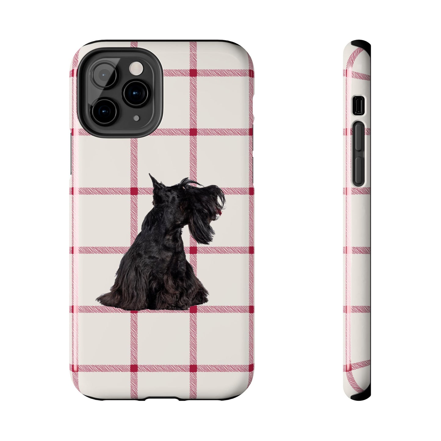 Scottish Terrier Phone Case, Tough Cases, Scottie Dog Phone Cover, Gift for Dog Lovers, Plaid Design
