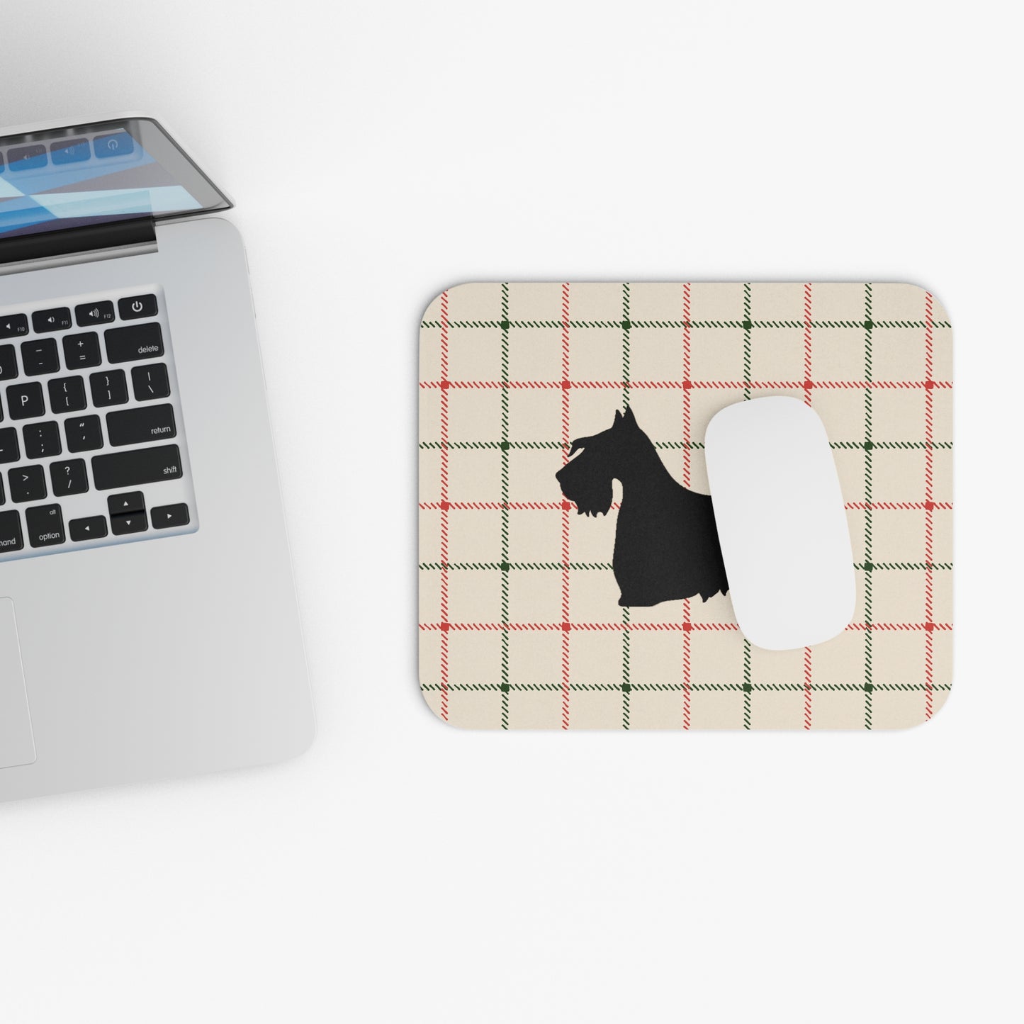 Scottish Terrier Plaid Dog Mouse Pad | Cute Dog Lover Gift | Office Decor | Stationery | Pet Themed Home Office Accessories | Animal Lover Merchandise