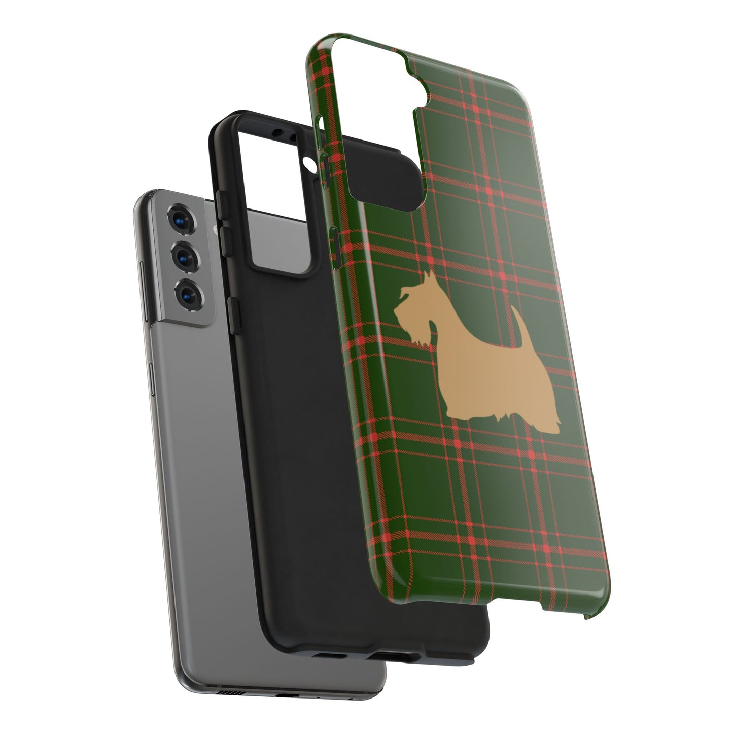 Scottish Terrier Phone Case, Tough Cases, Scottie Dog Phone Cover, Gift for Dog Lovers, Plaid Design