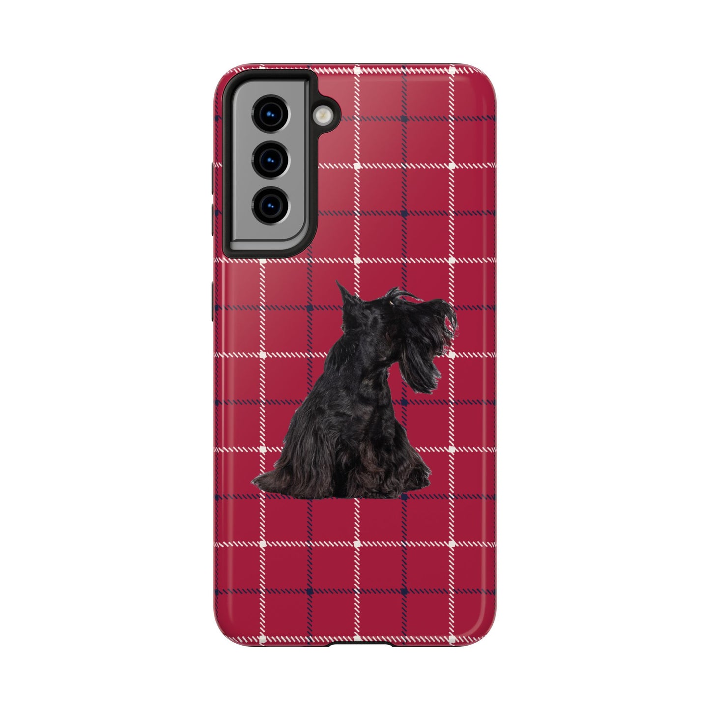 Scottish Terrier Phone Case, Tough Cases, Scottie Dog Phone Cover, Gift for Dog Lovers, Plaid Design
