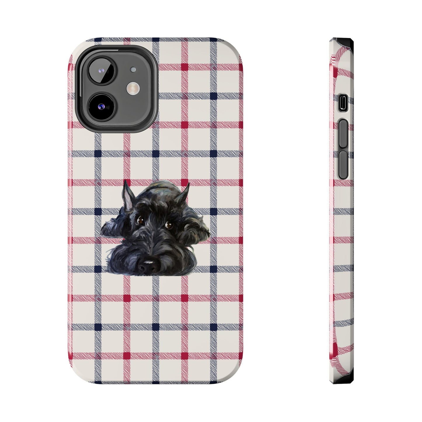 Scottish Terrier Phone Case, Tough Cases, Scottie Dog Phone Cover, Gift for Dog Lovers, Plaid Design