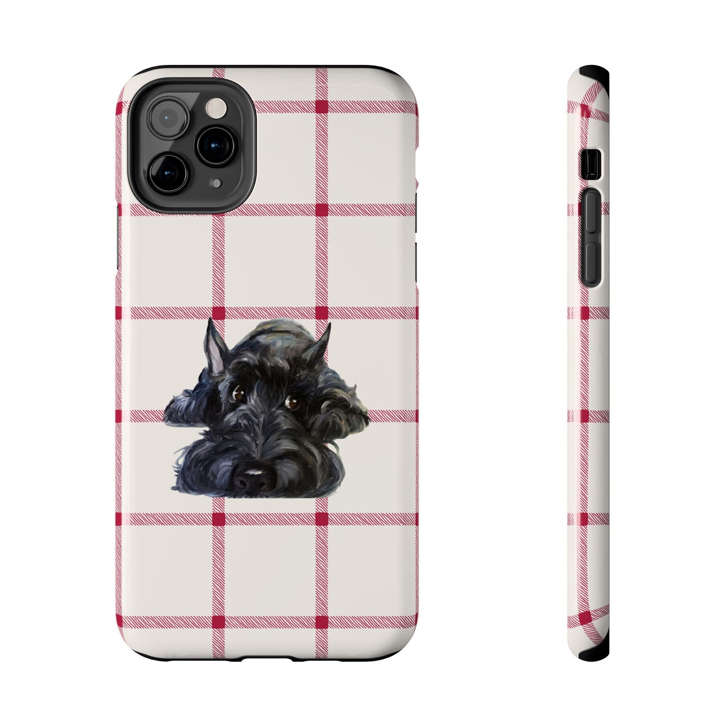 Scottish Terrier Phone Case, Tough Cases, Scottie Dog Phone Cover, Gift for Dog Lovers, Plaid Design