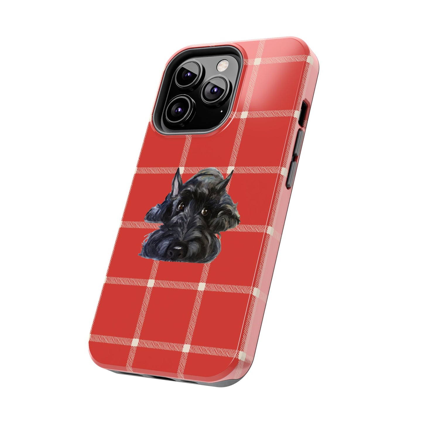 Scottish Terrier Phone Case, Tough Cases, Scottie Dog Phone Cover, Gift for Dog Lovers, Plaid Design