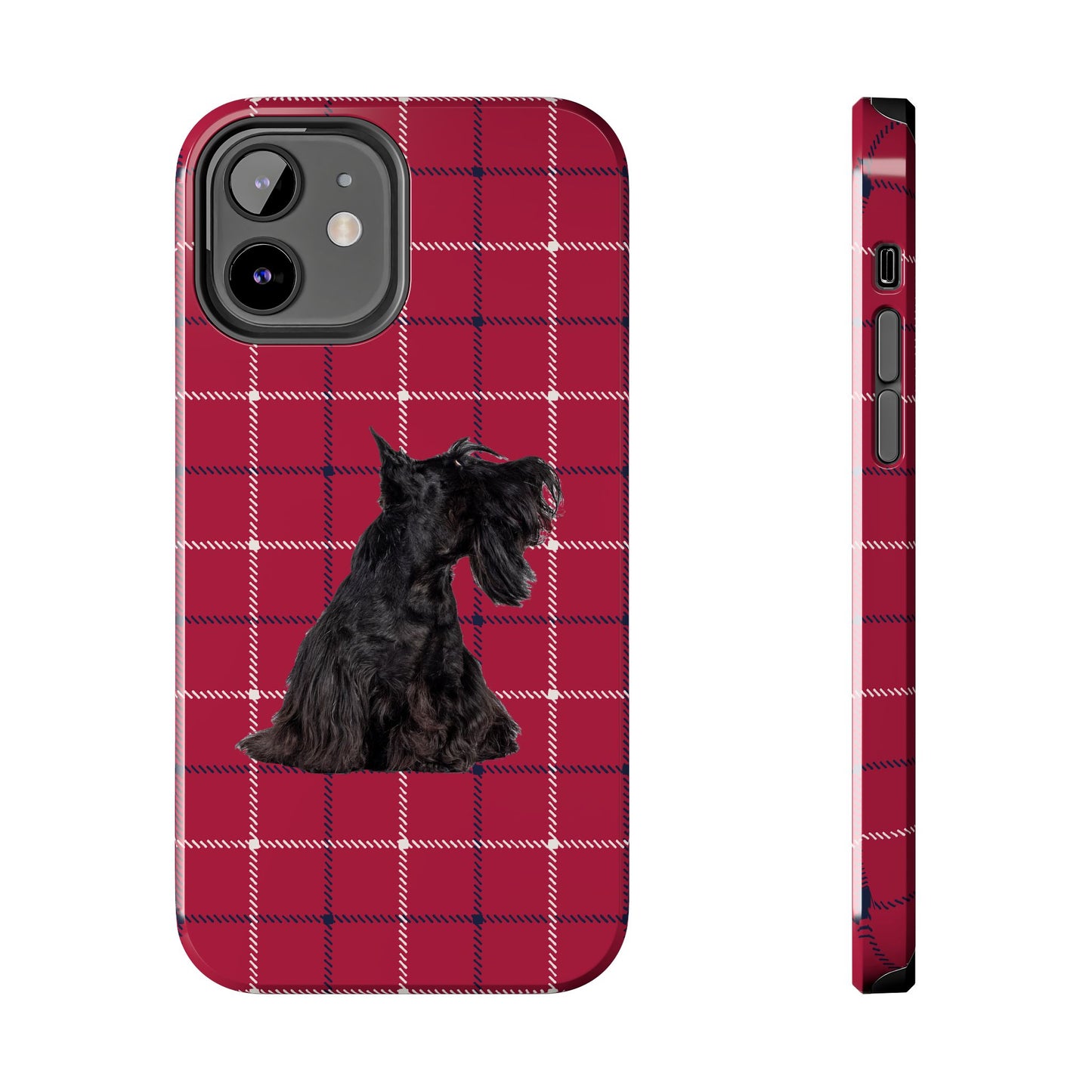 Scottish Terrier Phone Case, Tough Cases, Scottie Dog Phone Cover, Gift for Dog Lovers, Plaid Design