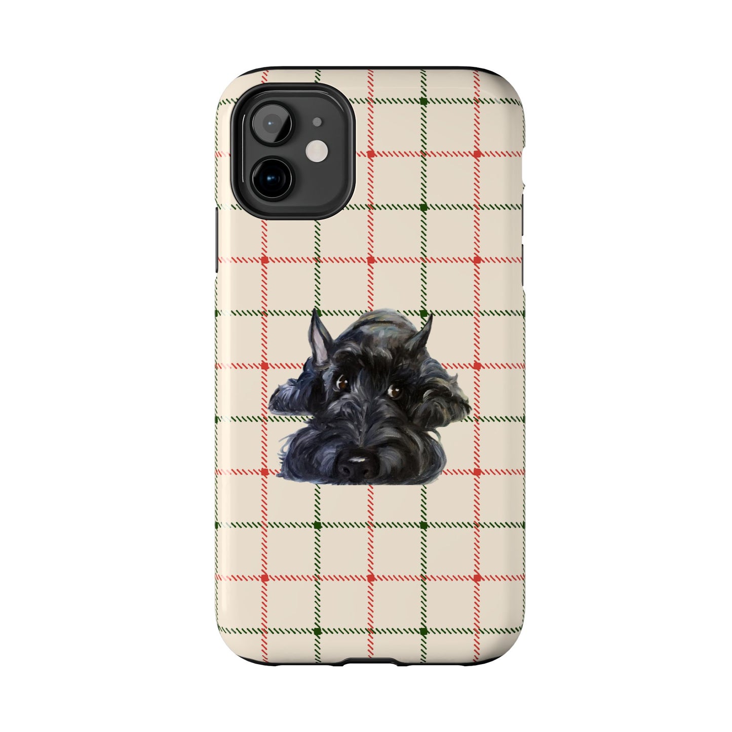 Scottish Terrier Phone Case, Tough Cases, Scottie Dog Phone Cover, Gift for Dog Lovers, Plaid Design