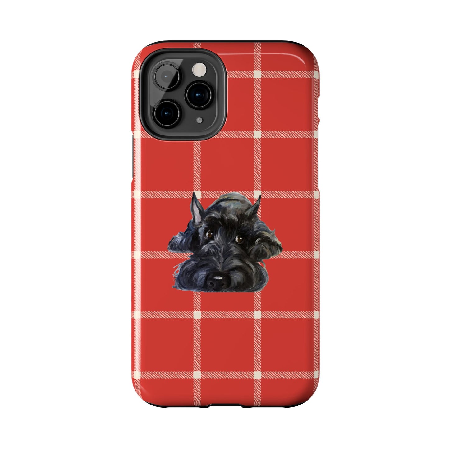 Scottish Terrier Phone Case, Tough Cases, Scottie Dog Phone Cover, Gift for Dog Lovers, Plaid Design