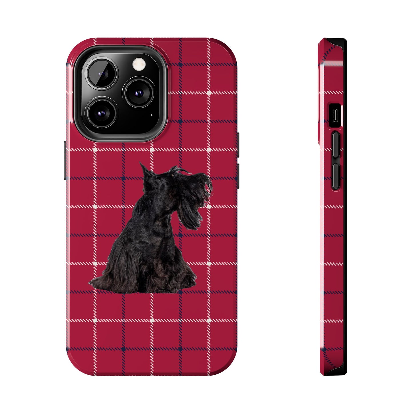 Scottish Terrier Phone Case, Tough Cases, Scottie Dog Phone Cover, Gift for Dog Lovers, Plaid Design