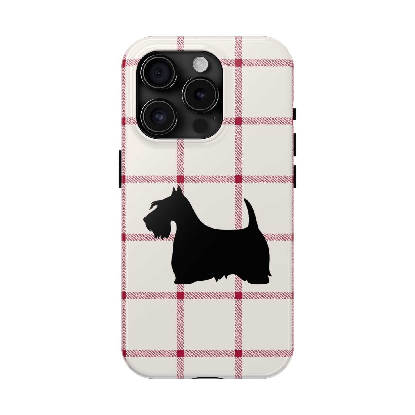 Scottish Terrier Phone Case, Tough Cases, Scottie Dog Phone Cover, Gift for Dog Lovers, Plaid Design