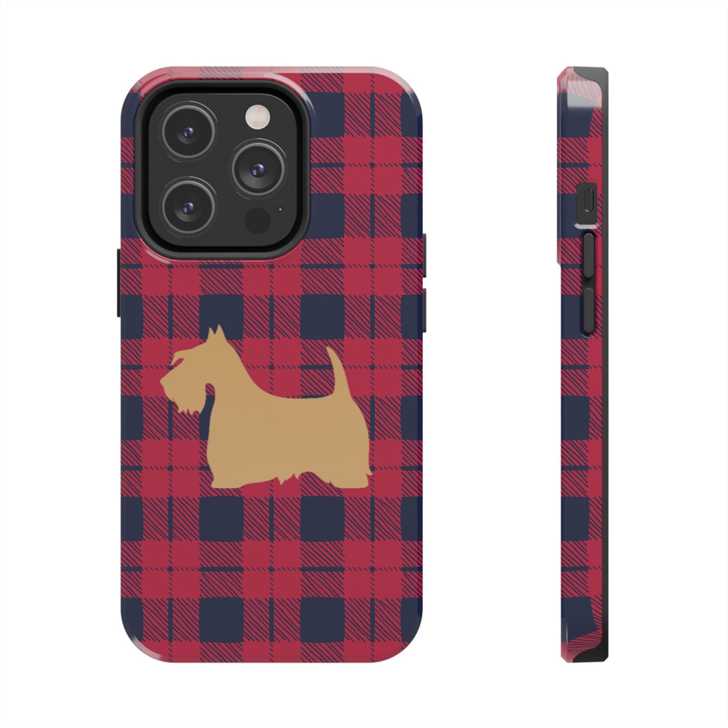 Scottish Terrier Phone Case, Tough Cases, Scottie Dog Phone Cover, Gift for Dog Lovers, Plaid Design