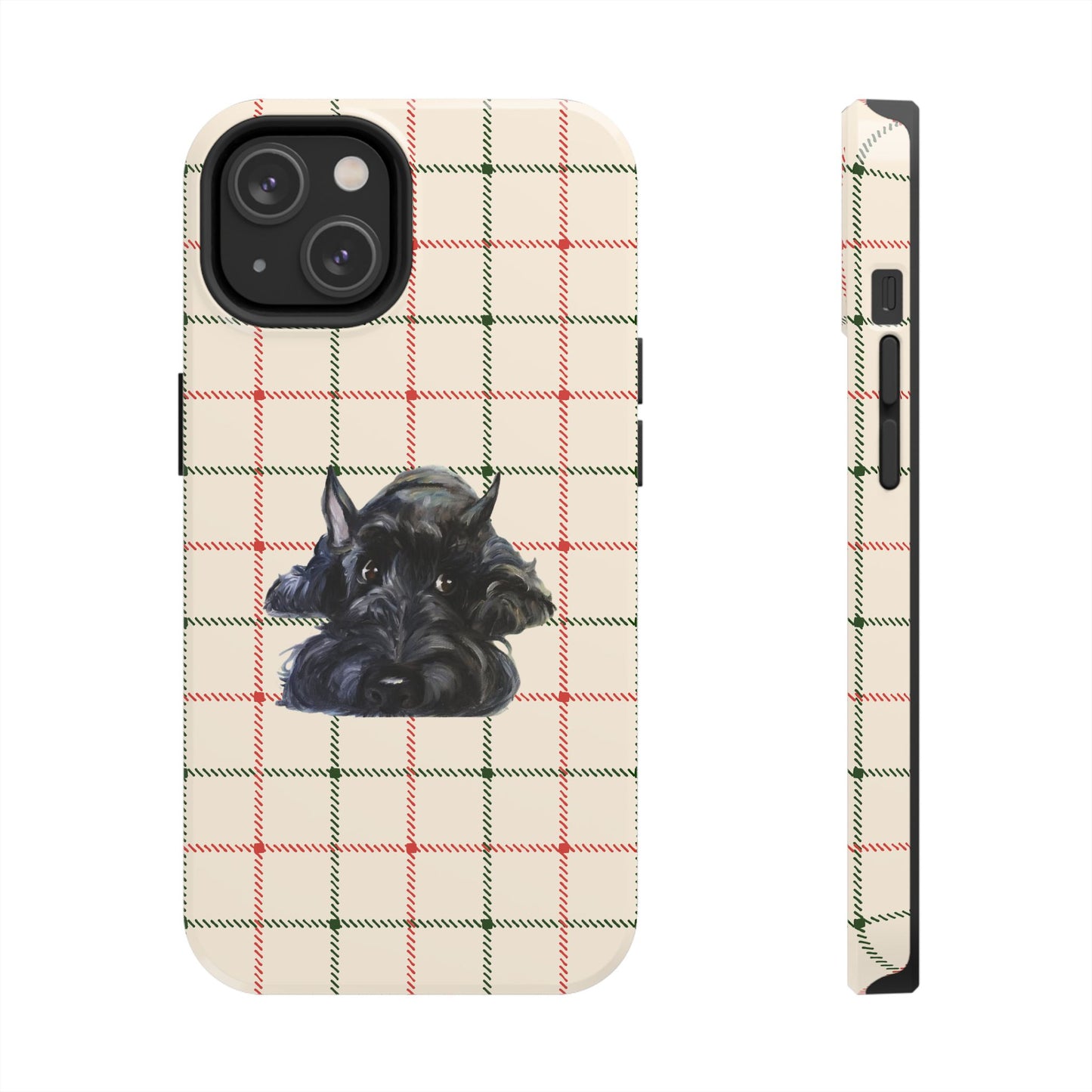 Scottish Terrier Phone Case, Tough Cases, Scottie Dog Phone Cover, Gift for Dog Lovers, Plaid Design