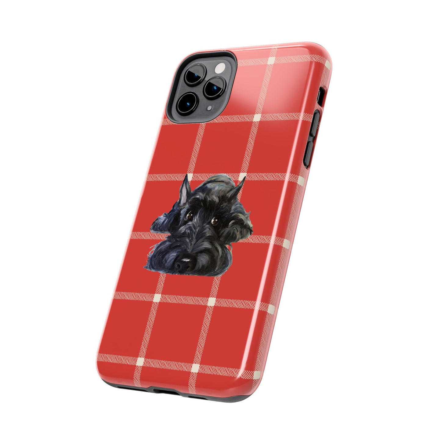 Scottish Terrier Phone Case, Tough Cases, Scottie Dog Phone Cover, Gift for Dog Lovers, Plaid Design