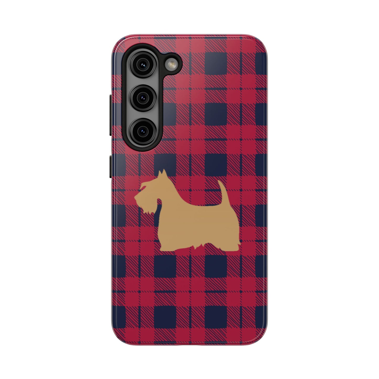 Scottish Terrier Phone Case, Tough Cases, Scottie Dog Phone Cover, Gift for Dog Lovers, Plaid Design