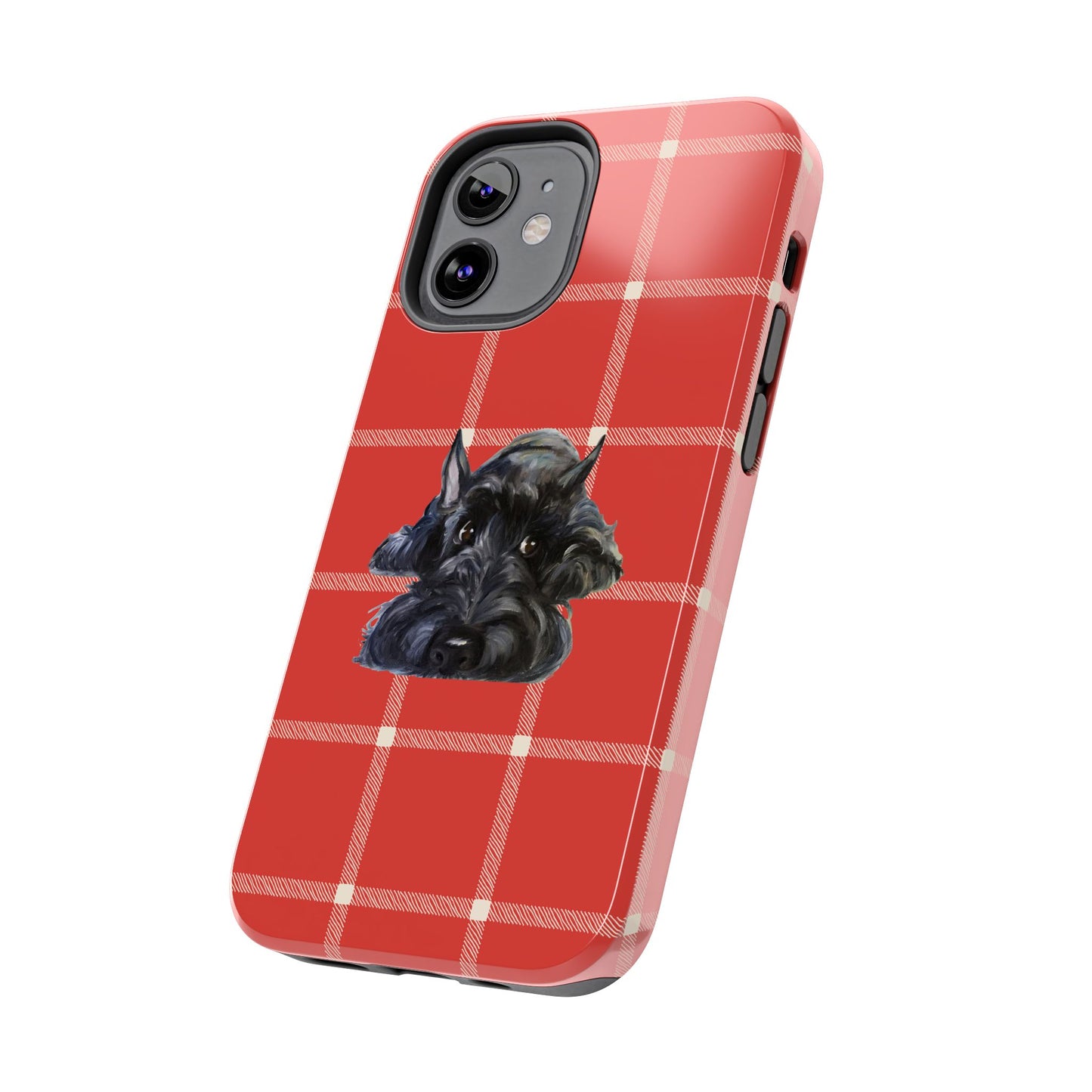 Scottish Terrier Phone Case, Tough Cases, Scottie Dog Phone Cover, Gift for Dog Lovers, Plaid Design