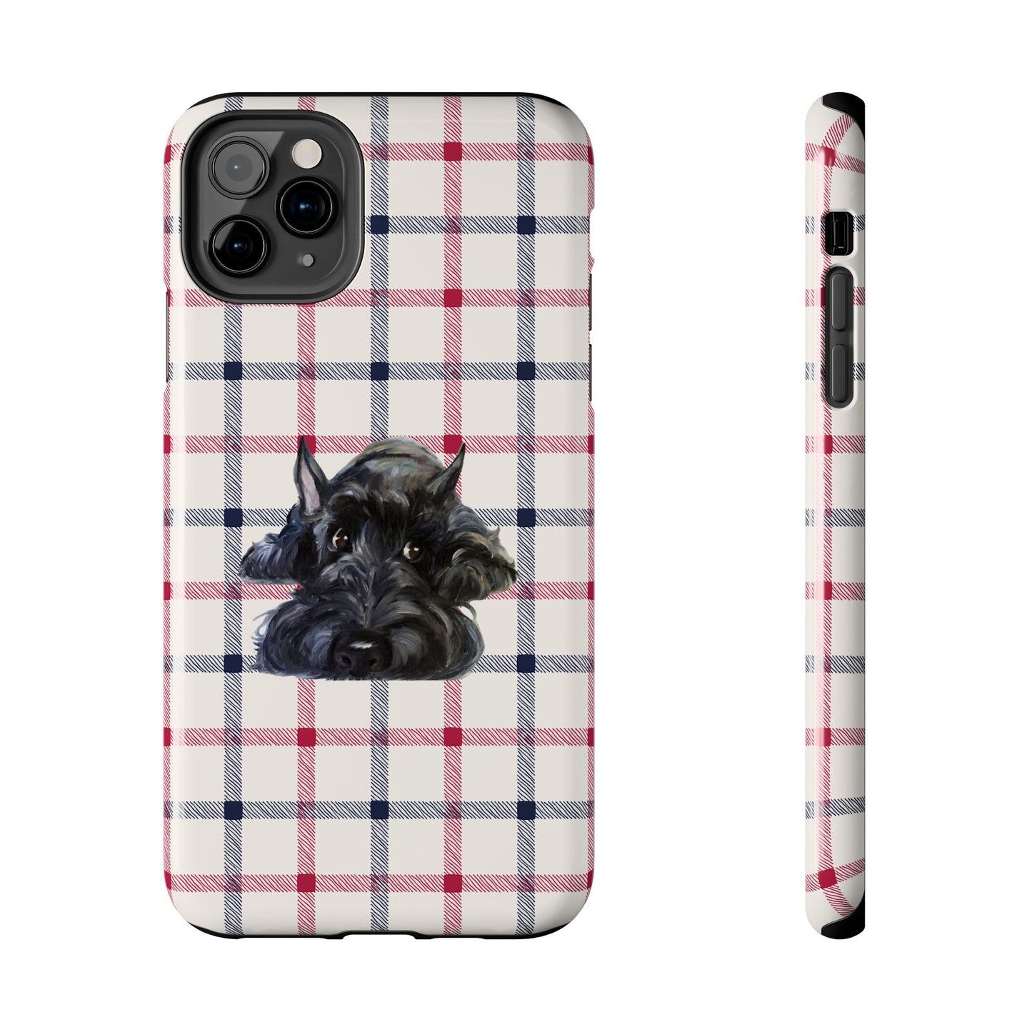 Scottish Terrier Phone Case, Tough Cases, Scottie Dog Phone Cover, Gift for Dog Lovers, Plaid Design